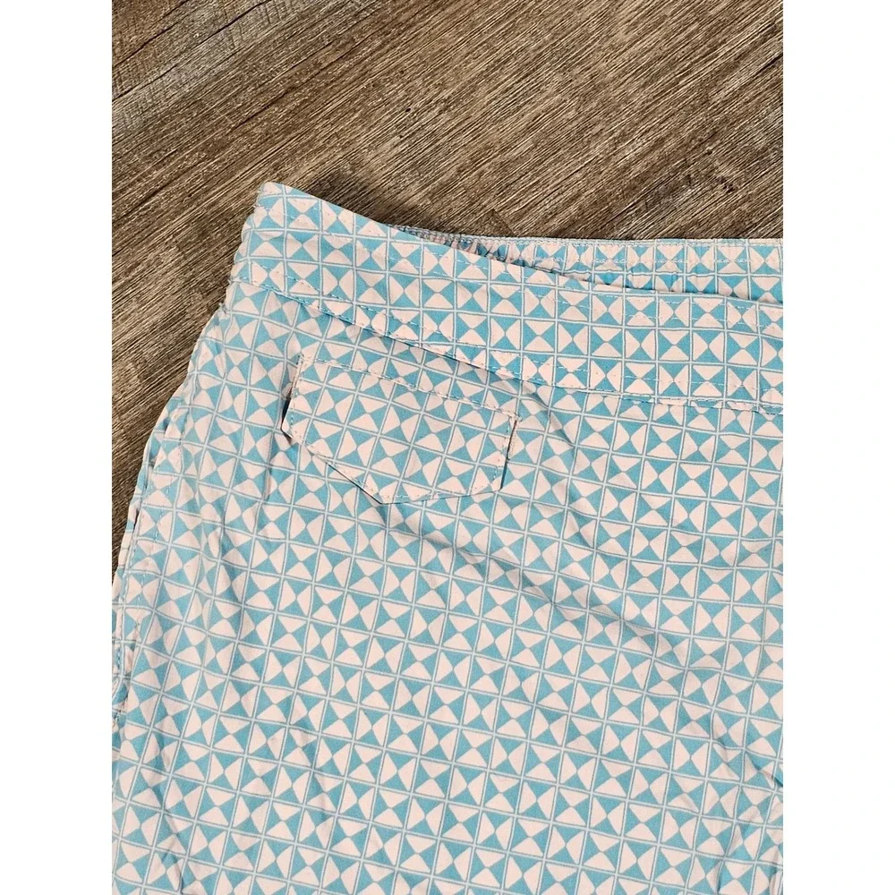 J. Crew Mens Blue Geometric Print Board Shorts Swim Trunks Size 34 7 Inch Inseam